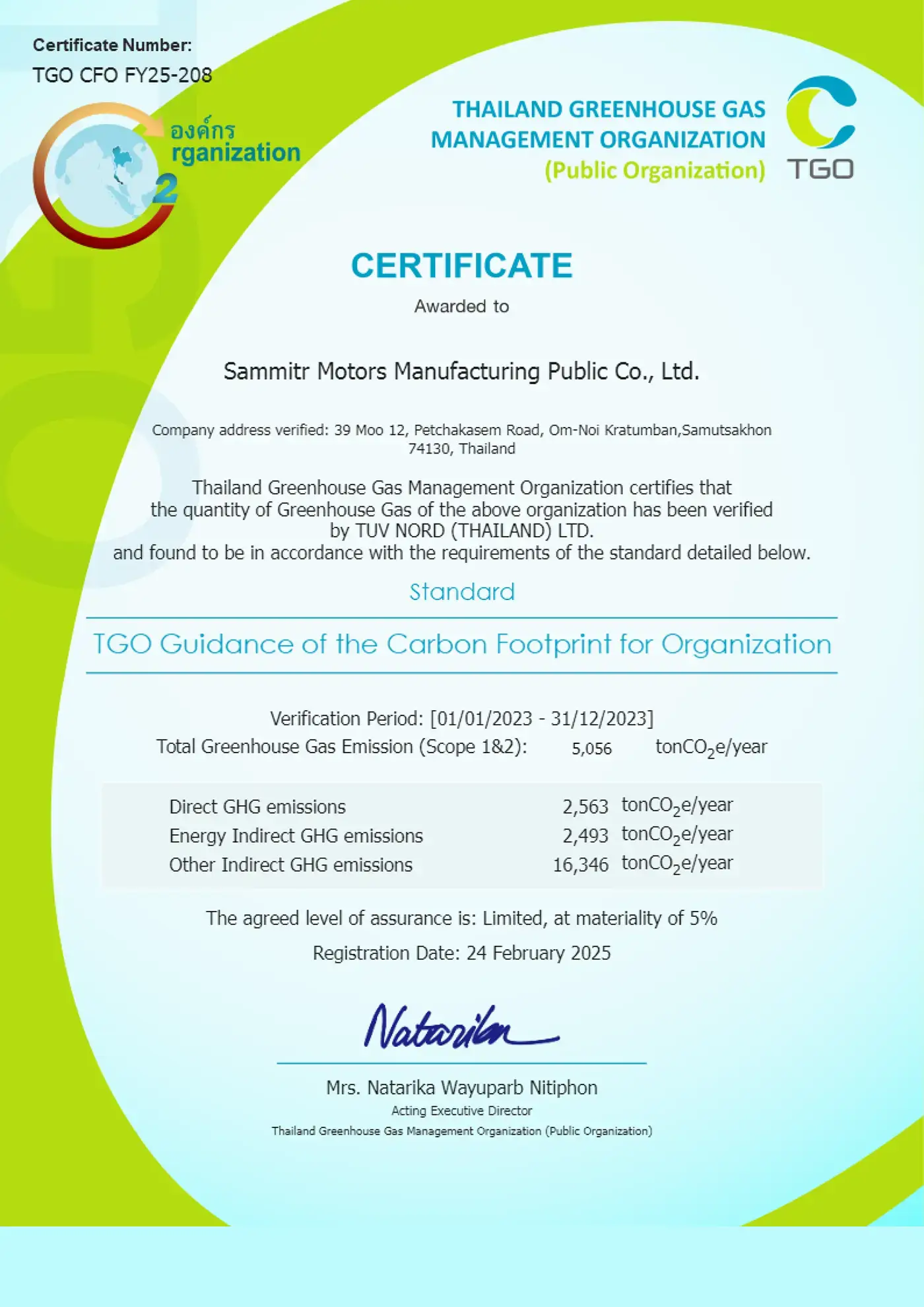 Green house certificate